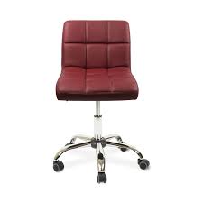 Tilt tension and tilt lock mechanisms on the office star burgundy armless task chair lets users recline and secure into place. Toto Home Office Button Tufted Desk Chair Armless Thick Cushion Adjustable Height 19 25 Modern Red Overstock 31228496