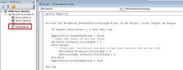 To use a interior class variable it first color returns or sets the primary color of the object, as shown in the table in the remarks section. Excel 2010 Macro To Highlight Row Of Active Cell Stack Overflow