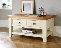 20 h x 18.11 d hand painted coffee table made in resin, contemporary, side table, abstract, end table. Country Oak Cream Painted Coffee Table With Drawers