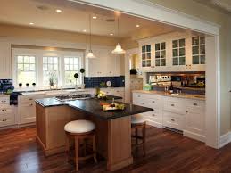 Yellow Cottage Kitchen With T Shaped Island Kitchen Island Design Cottage Style Kitchen Kitchen Design