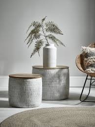 Two Enamelled Storage Tables Taupe Side Table Decor Living Room Side Table Luxury Home Furniture