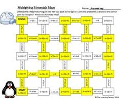 Multiplying Binomials Foil Maze Activity Multiplying Maze Activities