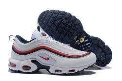 Men S Nike Air Max 97 Plus Tn White Navy Blue Red Boys Running Shoes Nike Air Max 97 Nike Air Max Running Shoes For Men