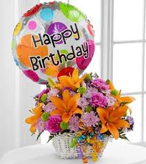 The Happy Blooms Basket By Ftd Basket Included Happy Birthday Flower Happy Birthday Bouquet Birthday Flowers