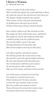 I Knew A Woman Poem By Theodore Roethke Poem Analysis Theodore Roethke Poetry