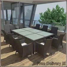 Large Garden Dining Set Black Rattan Big Glass Table 10 Seater Outdoor Patio Xl Gpm Outdoor Furniture Sets Garden Dining Set Garden Design Layout