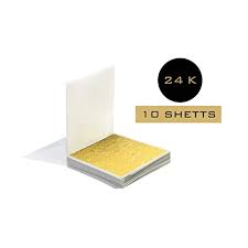 Gold leaf, sometimes called gold foil, is gold that has been beaten into a very thin sheet that averages about 0.5 microns in thickness. Buy 24 Karat Edible Gold Leaf Made Of 99 99 Genuine Gold 10 Sheet Golf Leaf 1 5 Inch X 1 5 Inch Perfect For Makeup And Skincare Routine Spa Bakery Pastry Arts And Crafts