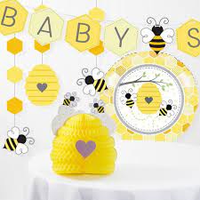Bee baby shower party decor(138pcs)with food labels,bee bar sign,thank you tags,tissue paper tassels,cardstock stickers,balloon garland for bumblebee theme mommy to bee what will it bee baby shower. Bumblebee Baby Shower Decorations Kit Target