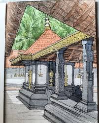 Kerala Temple Indian Martial Arts Kerala Architecture Architecture Illustration