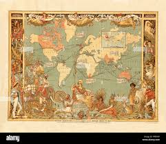 Old map of british empire hi-res stock ...