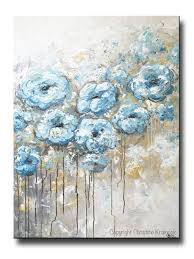 Shop for watercolor wall art from the world's greatest living artists. Original Art Abstract Flowers Painting Floral Blue White Grey Wall Art Contemporary Art By Christine