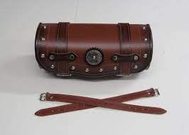 Brown Motorcycle Genuine Leather Pu Leather Tool Bag Front Rear Handlebar Fork Bagharley Indian Honda Suzuki Kawasaki Yamaha Tooled Leather Bag Bags Handmade Leather Belt