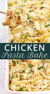 Easy Creamy Chicken Pasta Bake Chef Not Required Recipe Rotisserie Chicken Recipes Chicken Pasta Bake Creamy Chicken Pasta