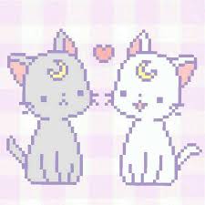 Some Very Cute Pixel Art Pixel Art Luna And Artemis Minecraft Pixel Art