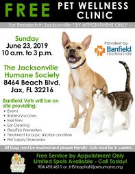 Early detection and treatment of disease as your pet ages; Jacksonville Humane Societyfree Clinic This Sunday At Jhs Jacksonville Humane Society