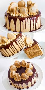 Coffee Caramel Cake With Chocolate Ganache And Macarons Video Tutorial Desserts Coffee Cake Recipes Savoury Cake