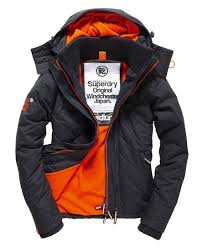 Black And Orange Jacket Mens Mens Pop Zip Hooded Arctic Windcheater Jacket In Black Fluro Orange Superdry Jacket Men Superdry Jackets Mens Outfits