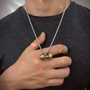 Cadena Acero Dije Mancuerna Pesa Gym Collar – Joyería Melissa