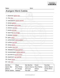 Browse this collection of free printable science word search puzzles. Avengers Word Jumble Worksheet Teaching Squared