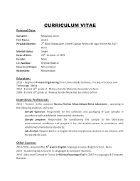 Exemplos de uso para curriculum vitae em português. Curriculum Vitae English K