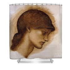 Study Of A Lady's Head Shower Curtain by Edward Burne-Jones