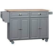 Homcom Rolling Kitchen Island On Wheels