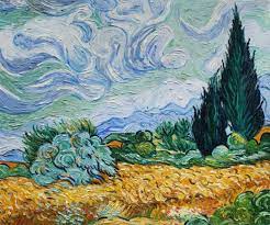 The canvas has been lined, a procedure anticipated by the artist due to the. Wheat Field With Cypresses By Van Gogh Painting On Canvas Van Gogh Art Van Gogh Paintings Vincent Van Gogh