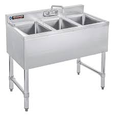 DuraSteel Triple Bowl Commercial Bar Sink w/ Lead Free Faucet 