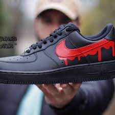 Finishline.com has been visited by 100k+ users in the past month Nike Air Force 1 Black Drip Red The Custom Movement
