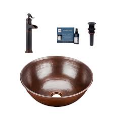 Bathroom fixtures home depot canada. Sinkology Hubble All In One Vessel Copper Bath Sink Design Kit With Pfister Ashfield Fauce The Home Depot Canada