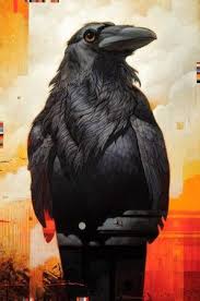 Pied Crow Black Bird With White Ring Around Neck Craig Kosak Mountain Trails Art Gallery Artists Jackson Hole Wyoming Crow Art Black Bird Raven Art