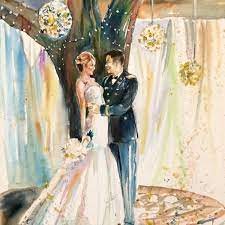 Paper Anniversary Wedding Gift Idea Custom Watercolor Portrait By Kristin Glaze Van Liesh Custom Anniversary Gift One Year Anniversary Gifts Paper Anniversary