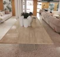 Mesa de Jantar Serpentina - 3,2 m - Mármore Travertino Navona (E)