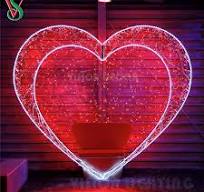 New 3D Valentine Day Decorations LED Pink Heart Motif Lights