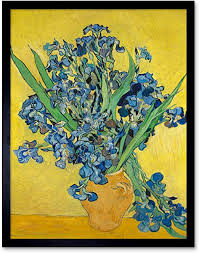 Up close at philadelphia museum of art. Irises In Flower Vase Vincent Van Gogh Wall Picture Black Framed Druki Artystyczne Antyki I Sztuka Klkursuskahwin Com