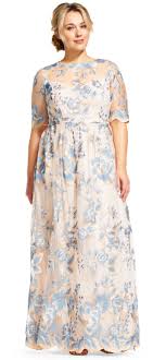 Adrianna Papell Short Sleeve Floral Embroidered Dress With Sheer Neckline Embroidered Dress Floral Embroidered Dress Formal Dresses With Sleeves