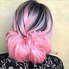 Charcoal Shadow Roots Cotton Candy Pink Balayage Deliciously Decadent Pink And Black Hair Hair Creations Cotton Candy Pink Hair