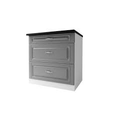 Ce kit vous permet de monter un tiroir sous votre meuble bas. Meuble De Cuisine Casserolier Bas 3 Tiroirs 80 Cm Dina En Melamine