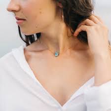 Natural Raw Crystal Necklace, Rose Gold Chains, Rough Crystals, Minimal  Stone Choker, Layering Necklace, Aquamarine March Birthstone Gift