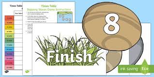 You can press tile into wet concrete in a stepping stone mold or have a mosaic design on contact paper at the bottom of a stepping stone mold and pour concrete on top of that. Times Table Stepping Stones Game Teacher Made