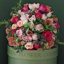 Antique Pink Hat Box Flower Bouquet Boxes Luxury Flower Bouquets Hat Box Flowers