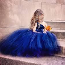 Royal Blue Flower Girl Dresses For Toddlers One Shoulder Tulle A Line Cupcake Pageant Gowns For Wedding Beads Back Lace Up Communion Dress Flower Girl Dresses P Flower Girl Dresses Blue