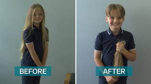 Boy, 10, cuts off his long hair and donates it charity. First Ever Haircut For Nine Year Old Boy As Locks Lopped Off For Charity Itv News Anglia