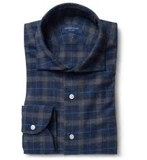 Whistler Navy And Charcoal Plaid Flannel Mens Custom Shirt