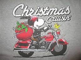 Snoopy Biker Christmas T Shirt Peanuts Santa Claus Woodstock Joe Cool Motorcycle Snoopy Christmas Snoopy Motorcycle Christmas