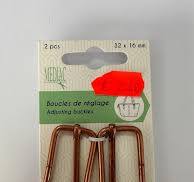 Adjustment buckle, 32mm/16mm, copper, x2
