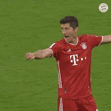 Lewandowski at the age of 32 years old scored 41 league goals last season and broke records. Robert Lewandowski Win Gif By Fc Bayern Munich Find Share On Giphy