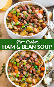 World S Best Slow Cooker Ham And Bean Soup Healthy Recipe That S So Easy In The Crockpot The Soup Is Thick And He Ham And Bean Soup Slow Cooker Ham Bean Soup