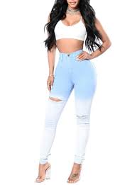 Some examples of the different washes that exist include dark indigo, acid, or light. Stylish Ombre Denim Jeans Pale Color Wash Split Accents On Legs Light Blue