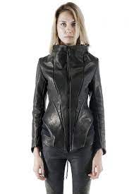 139dec Black Asymmetric High Collar Leather Jacket Unconventional High Collar Leather Jacket Jackets Leather Jacket